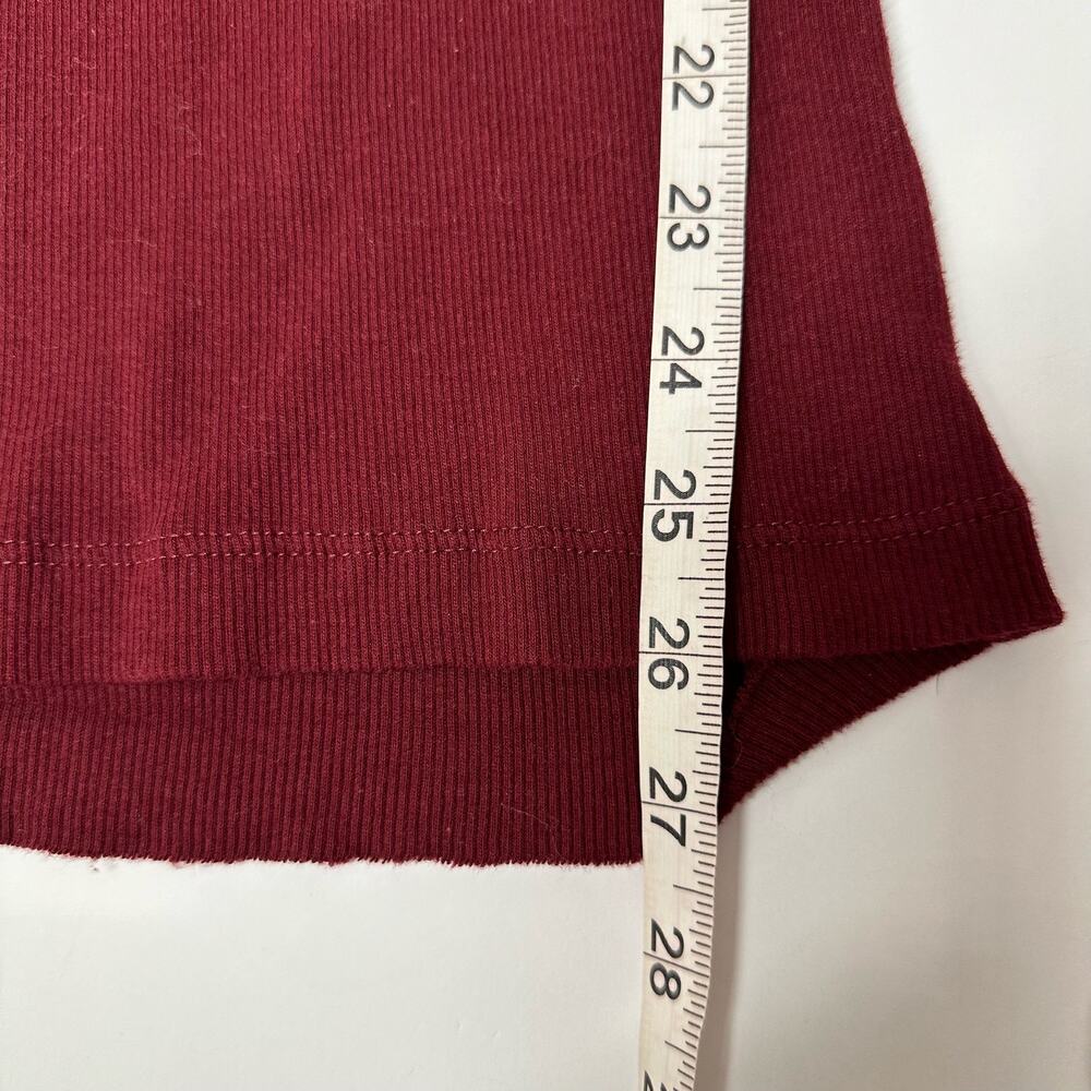 OUTLAW Dark Red Ribbed Basic T-shirt Small - Picture 6 of 6